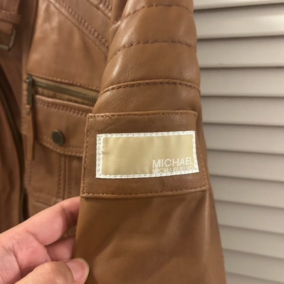 Michael Kors Moto Brown Leather Jacket - M - Picture 3 of 8